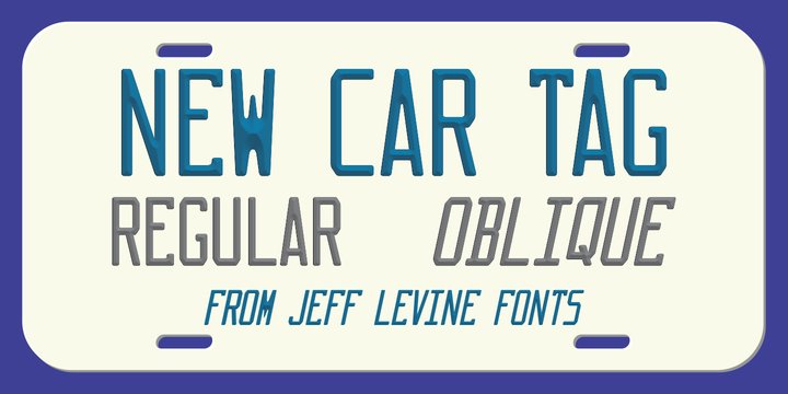 New Car Tag JNL font